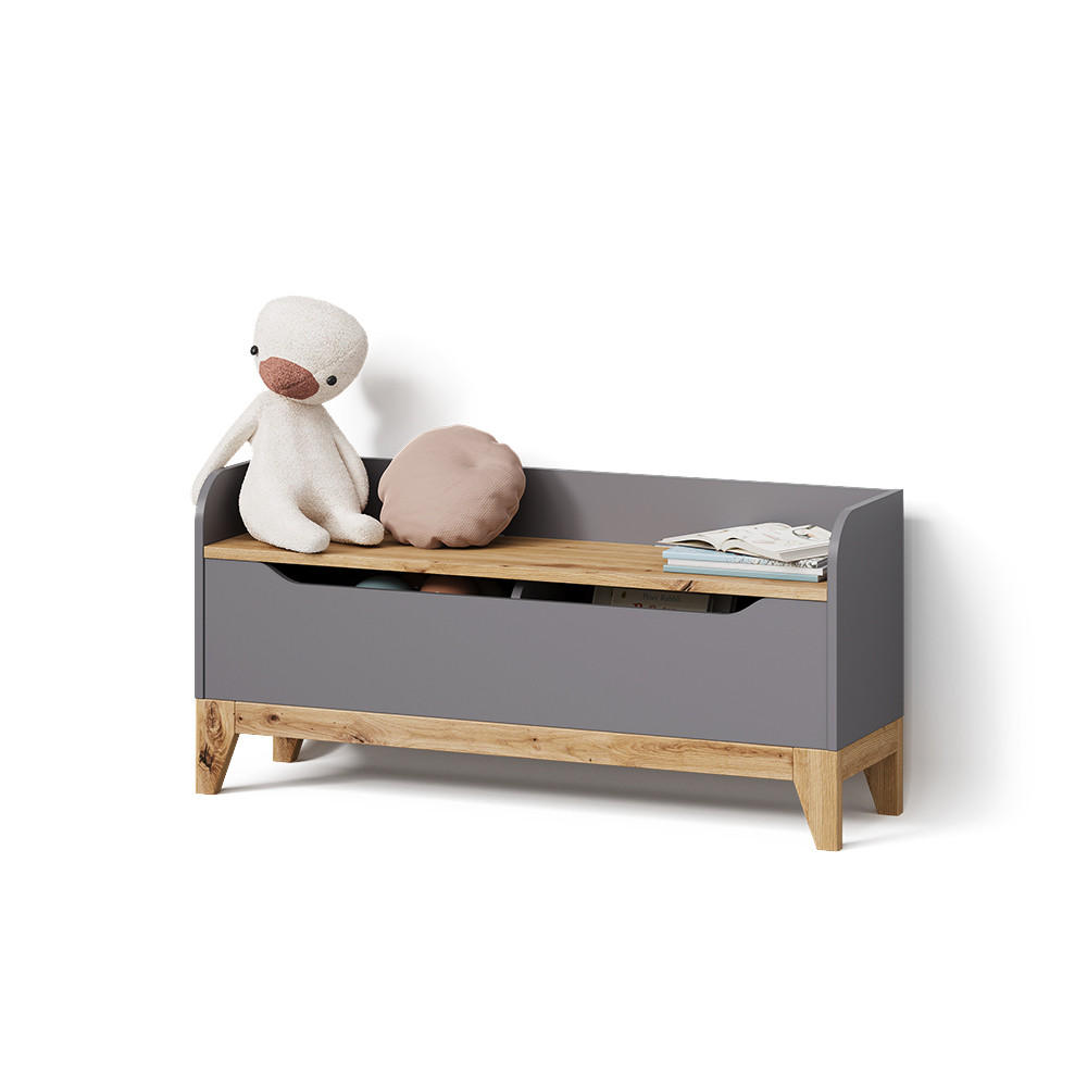Livinity® Spielzeugtruhe Grau, Eiche Artisan 107.2x30 cm