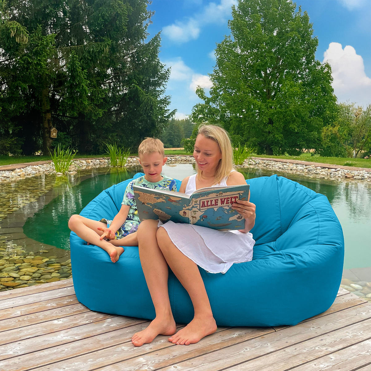 SITZSACK SOFA Lounge lichtblau für Indoor und Outdoor - Blau/Hellblau, Textil (160/60/100cm) - Bruni