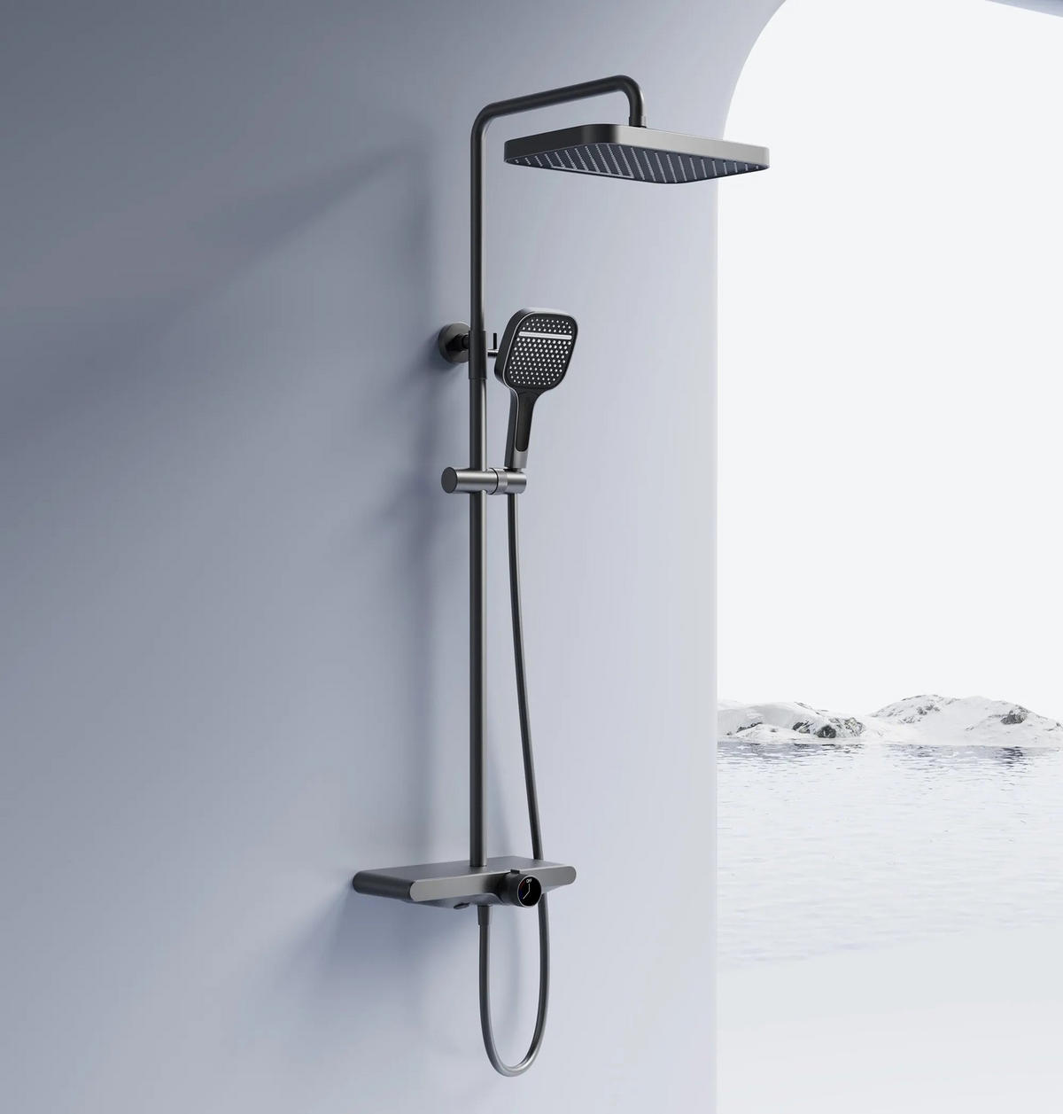 DUSCHGARNITUR Rea Bari Titanium - Titanfarben, Metall (33/118.5/51cm) - REA