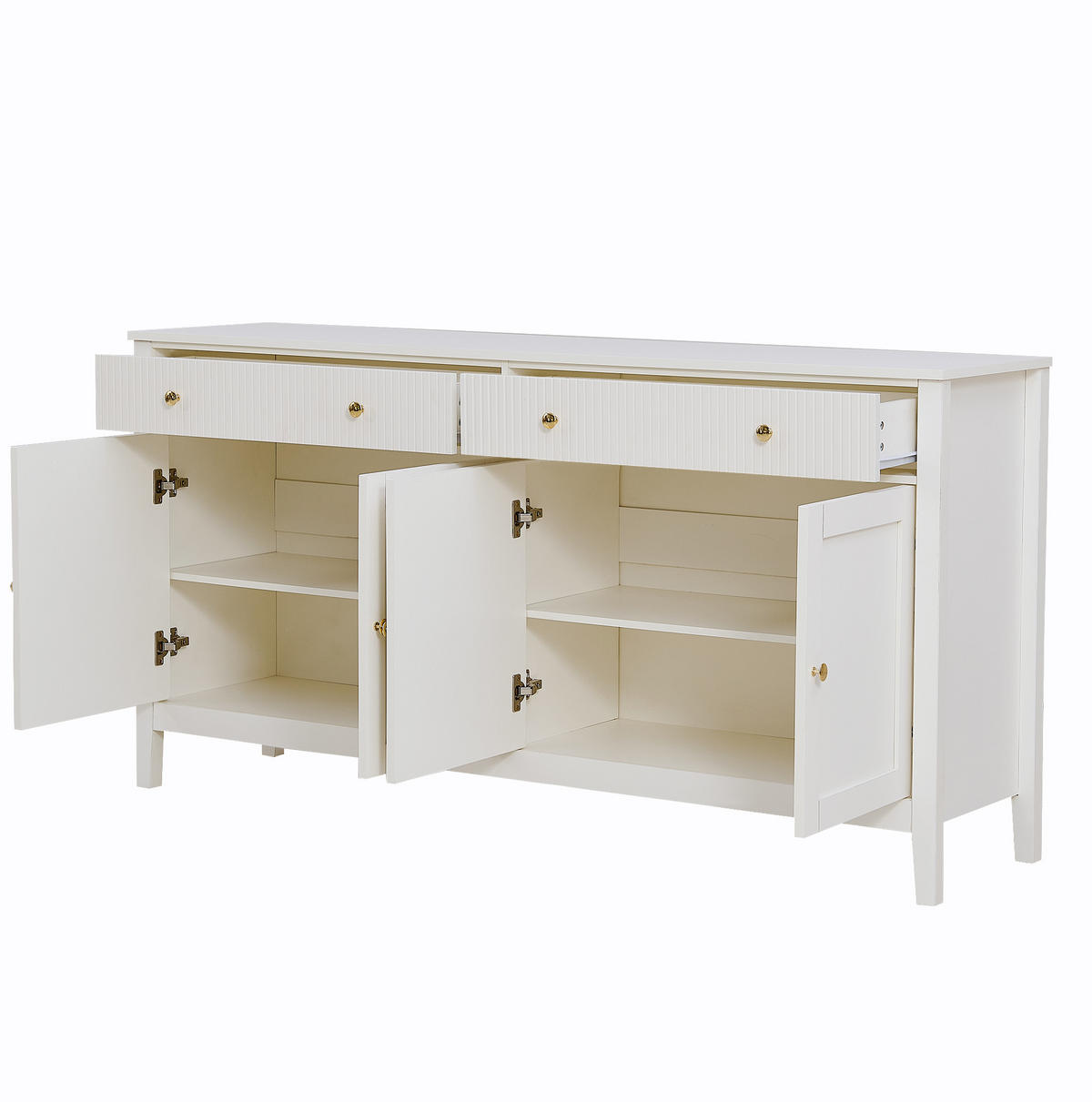 SIDEBOARD 160/40/82 cm weiß aus MDF mit 2 Schubladen und 4 Türen - Weiß, Holzwerkstoff (40/82/160cm) - OKWISH