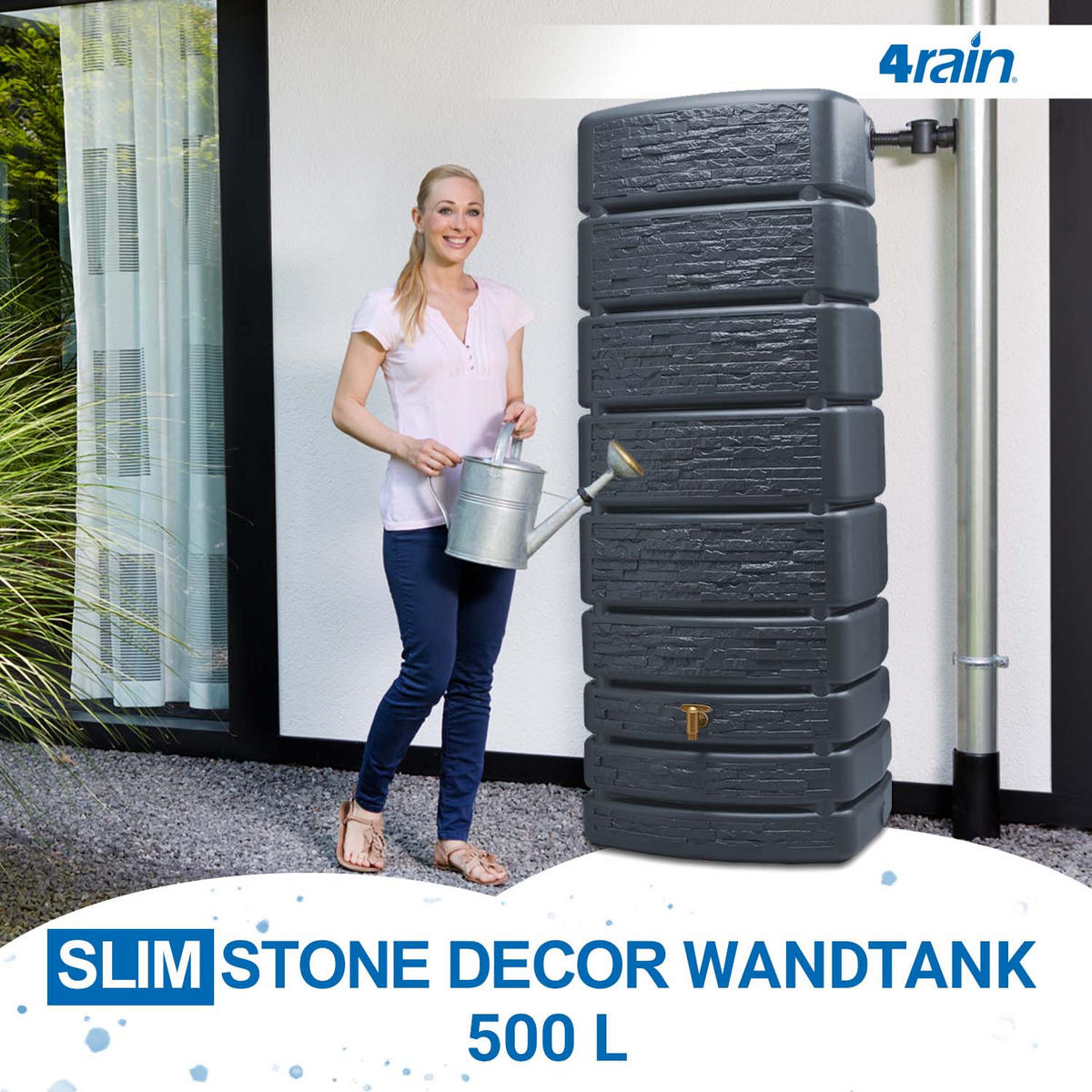 WANDTANK 500 L, graphite grey - Grau, Kunststoff (75/184/51cm) - 4rain
