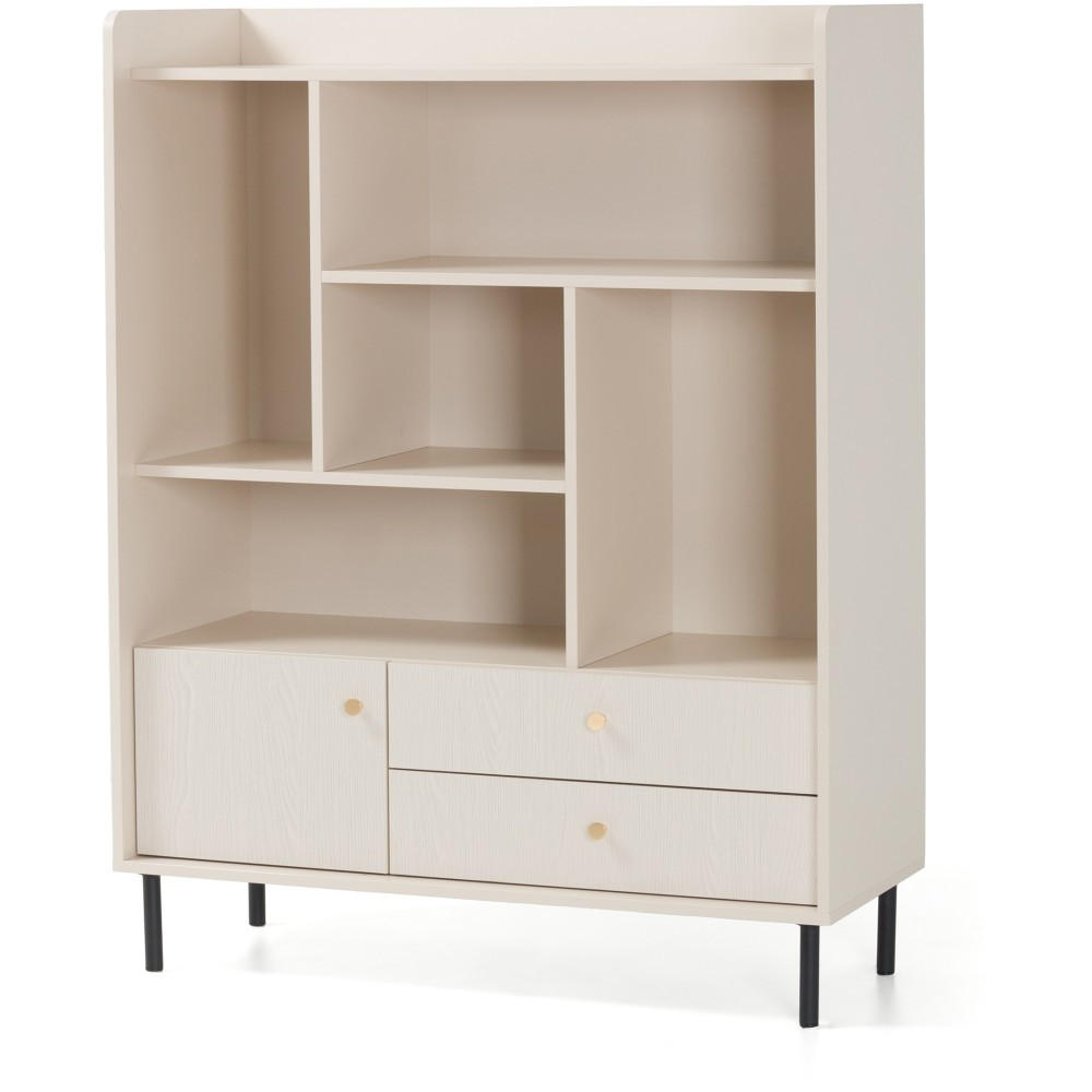 BÜCHERREGAL Gloria mit 2 Schubalden und 1 Tür - Beige/Schwarz, Holzwerkstoff/Metall (103/42/42cm) - Beautysofa