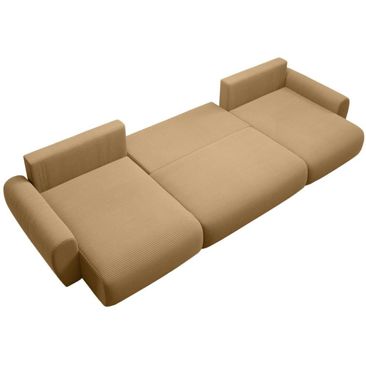 WOHNLANDSCHAFT mit Schlaffunktion Poss U gelb - Gelb, Textil (395/70/153cm) - Beautysofa