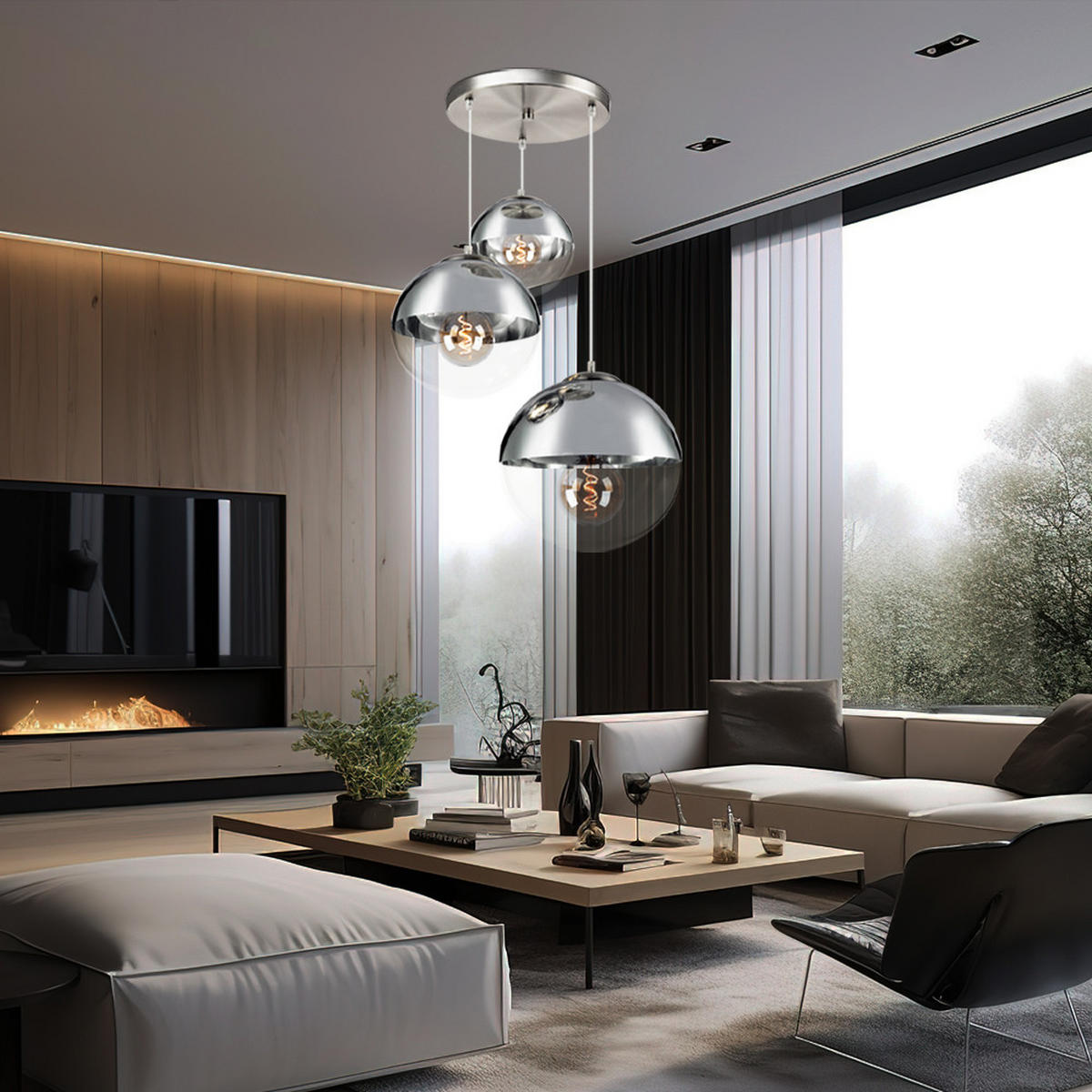 HÄNGELEUCHTE Glas Chrom Silber - Silberfarben, Glas (51/51/120cm) - Globo Lighting