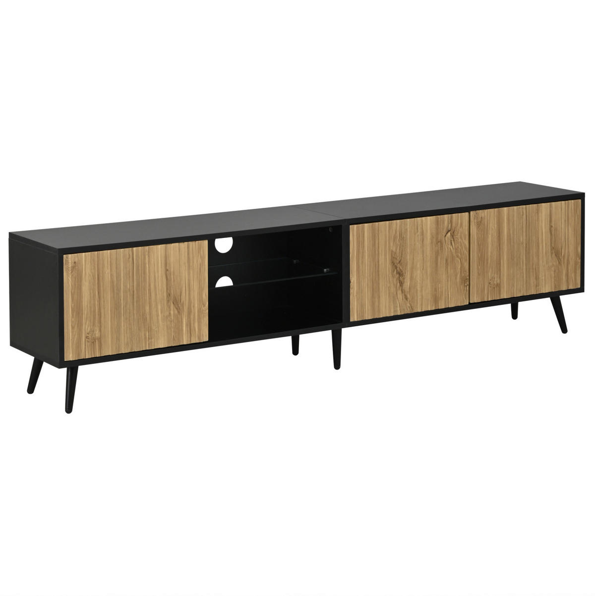 TV-ELEMENT mit LED 175 x 31 x 43,5 cm Naturholz/Schwarz - Braun, Holzwerkstoff (31/43.5/175cm) - Beauniv