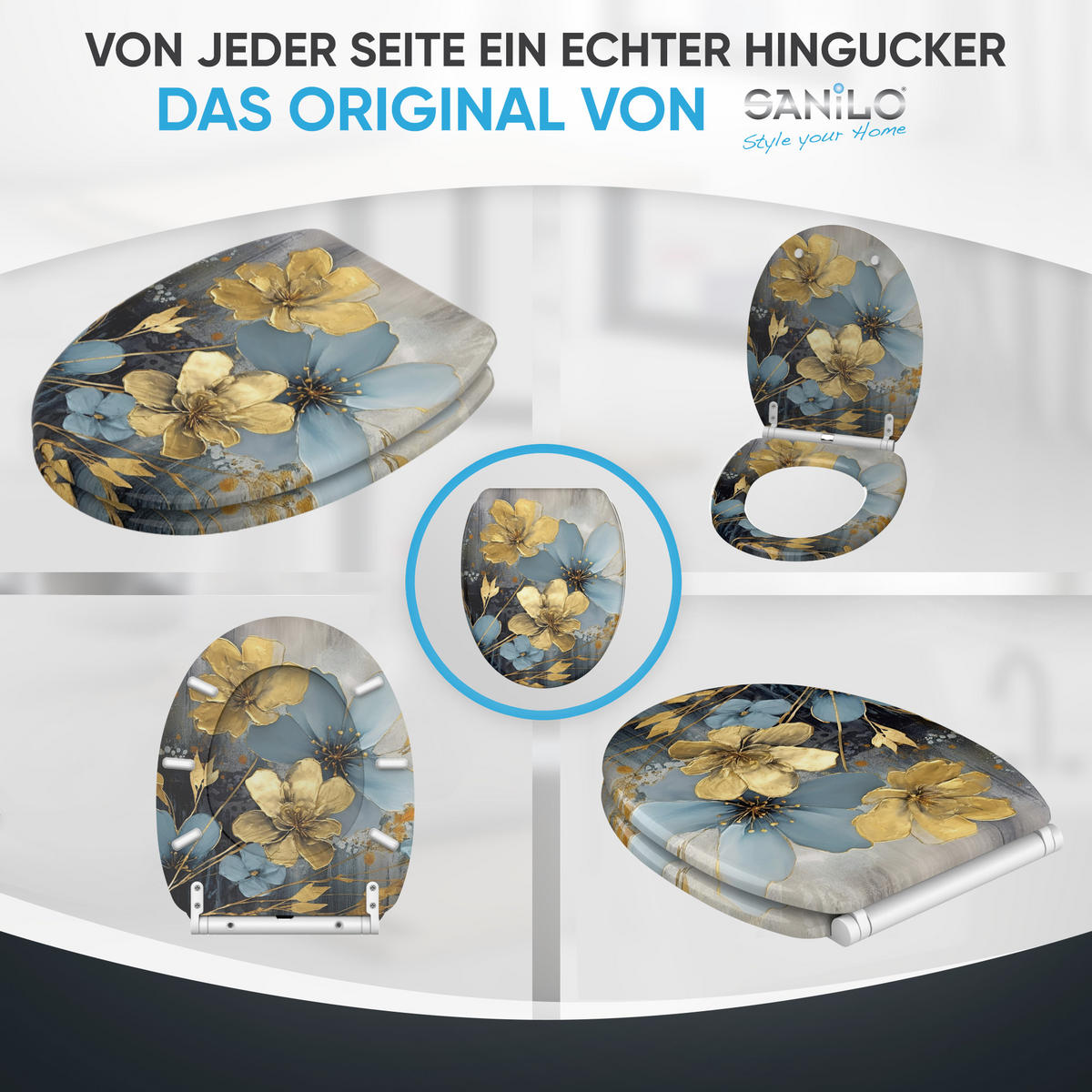 WC-SITZ mit Absenkautomatik & Top Fix Tronela - Blau, Holzwerkstoff (37.7/5/48cm) - Sanilo