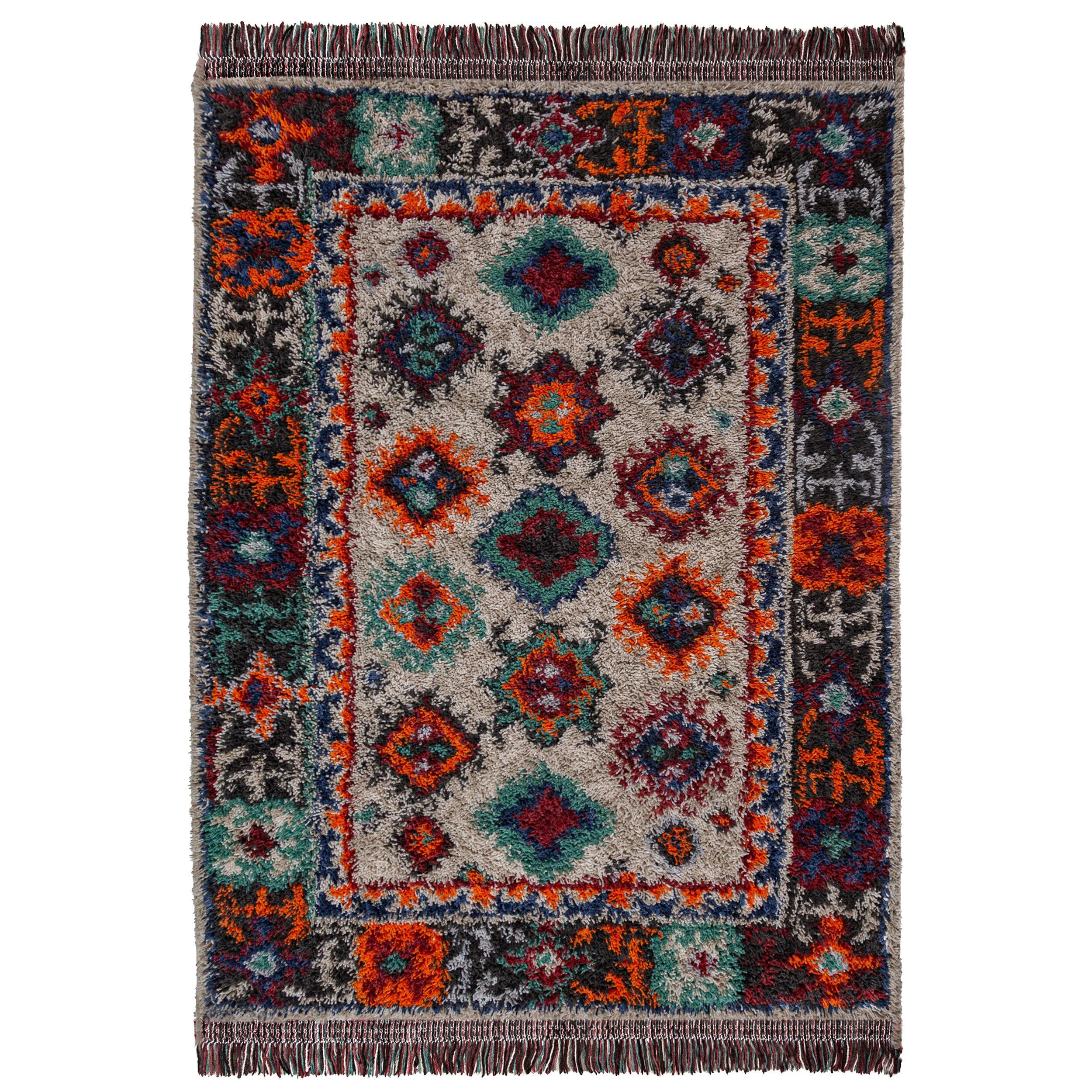 TEPPICH Hochflor mit Fransen TAFRAUT in Bunt, im Berber-Stil, 133 x 190 cm - Multicolor, Textil (133/190cm) - KADIMA DESIGN
