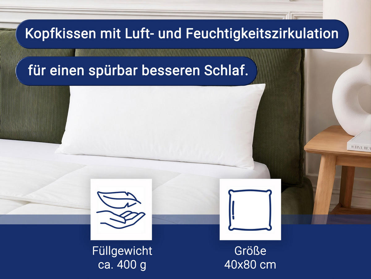 KISSEN, 40x80 cm, 65% Polyester, 35% Baumwolle, Weiß - Weiß, Textil (40/80cm) - Zollner