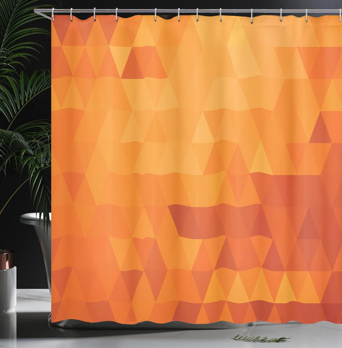 DUSCHVORHANG Orange Stoff Muster Dekor Badezimmer mit Haken - Orange, Textil (200/180cm) - MCBOSON