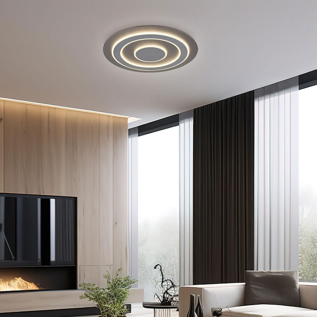 LED DECKENLEUCHTE Metall Anthrazit Grau - Grau, Metall (60/60/5.5cm) - Globo Lighting