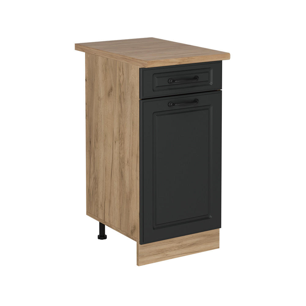 KÜCHENUNTERSCHRANK R-Line Anthrazit Landhaus 40 cm , AP Eiche - Honigeiche/Anthrazit, Holzwerkstoff (40/81.6/60cm) - Vicco