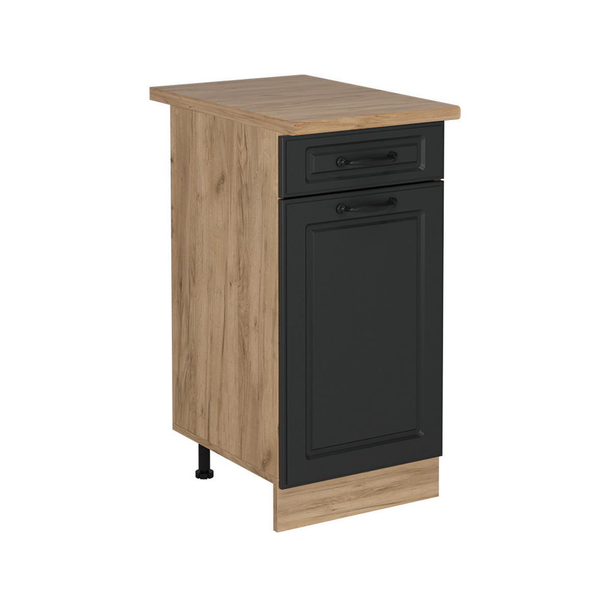 KÜCHENUNTERSCHRANK R-Line Anthrazit Landhaus 40 cm , AP Eiche - Honigeiche/Anthrazit, Holzwerkstoff (40/81.6/60cm) - Vicco