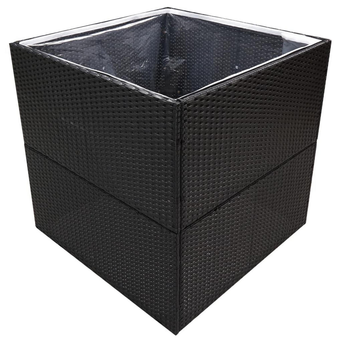 PFLANZKÜBEL Schwarz 80/80/80 Cm Poly Rattan - Schwarz, Kunststoff (80/80/80cm) - vidaXL