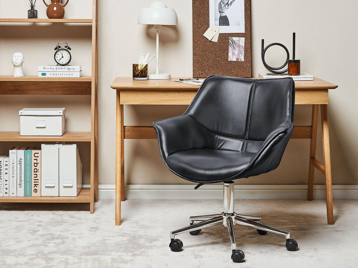 BÜROSTUHL Kunstleder Schwarz Newdale - Schwarz, Textil/Metall (62/79/62cm) - Beliani
