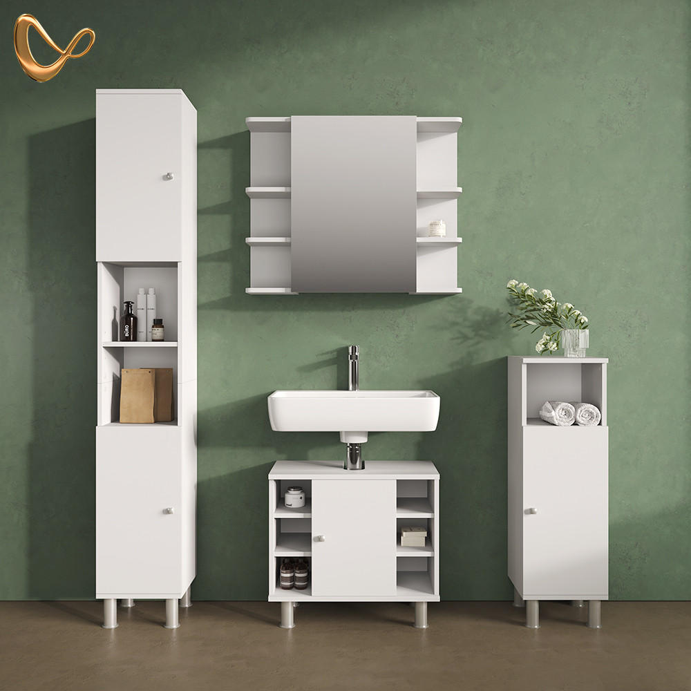 BADMÖBEL-SET Fucino Weiß 4 Teile - Weiß, Holzwerkstoff (60/54/32cm) - Livinity®