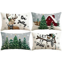 ZIERKISSENBEZUG 4er Set 30 x 50 cm Weihnachten Polyester-Leinen Weiß und Grau - Multicolor, Textil (30/50cm)