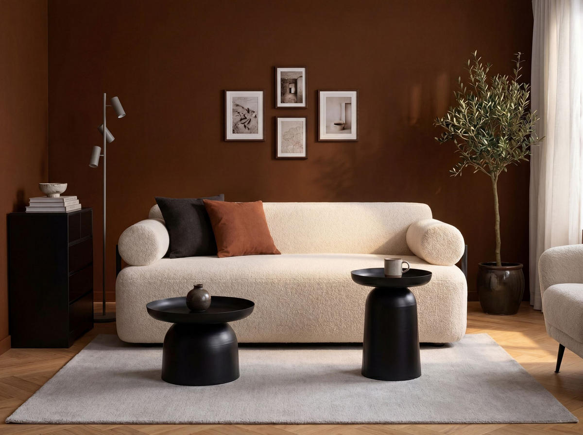 POHOVKA 2-místná Bouclé Krémově bílá Elva - krémová, textil (170/74/100cm) - Beliani
