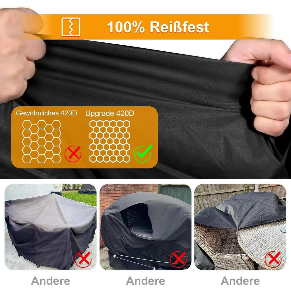 GARTENMÖBEL Abdeckung 420D Oxford 320 x 163 x 74 cm - Schwarz, Kunststoff (163/74/320cm)