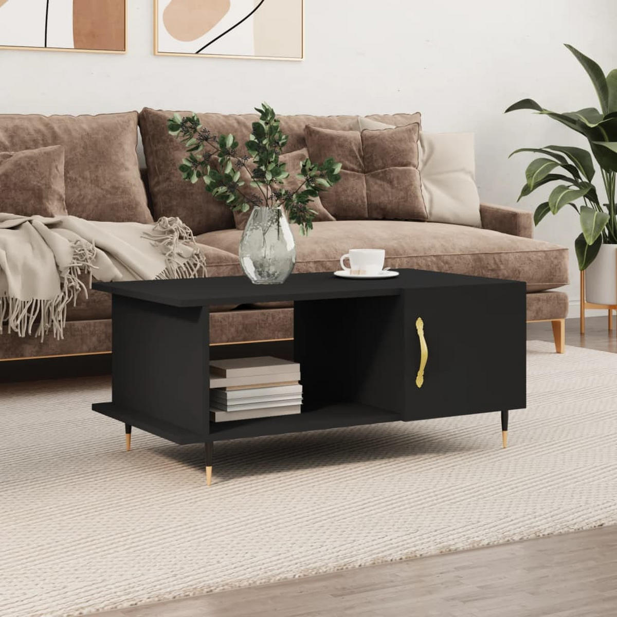 COUCHTISCH Schwarz 90x50x40 cm Holzwerkstoff - Schwarz, Holzwerkstoff (90/50/40cm) - furnicato