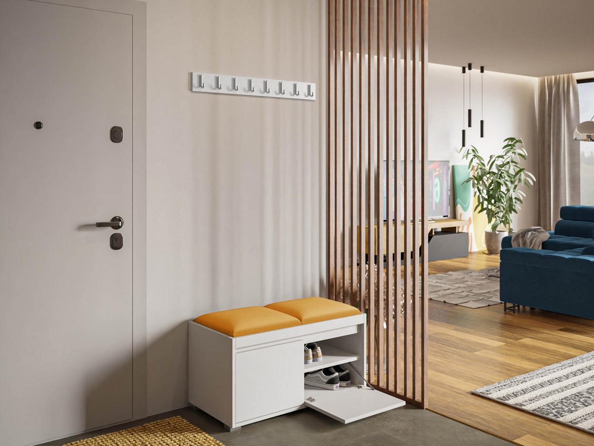 GARDEROBEN-SET Grawis 80 I - Silberfarben/Orange, Holzwerkstoff/Kunststoff (84.5/45/34cm) - MIRJAN24