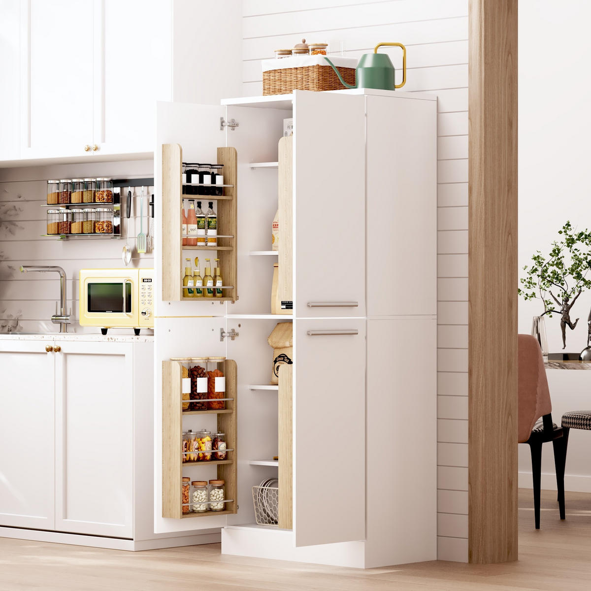 BUFFET 76/180/42 cm Hochglanz-Weiß aus MDF mit höhenverstellbaren Einlegeböden - Weiß, Holzwerkstoff (42/180/76cm) - OKMYHOME