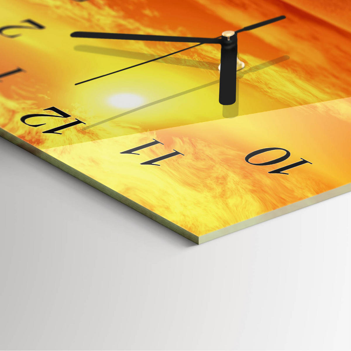 WANDUHR 30x30 cm - Sonnig - Orange, Glas (30/30/0.4cm) - TULUP