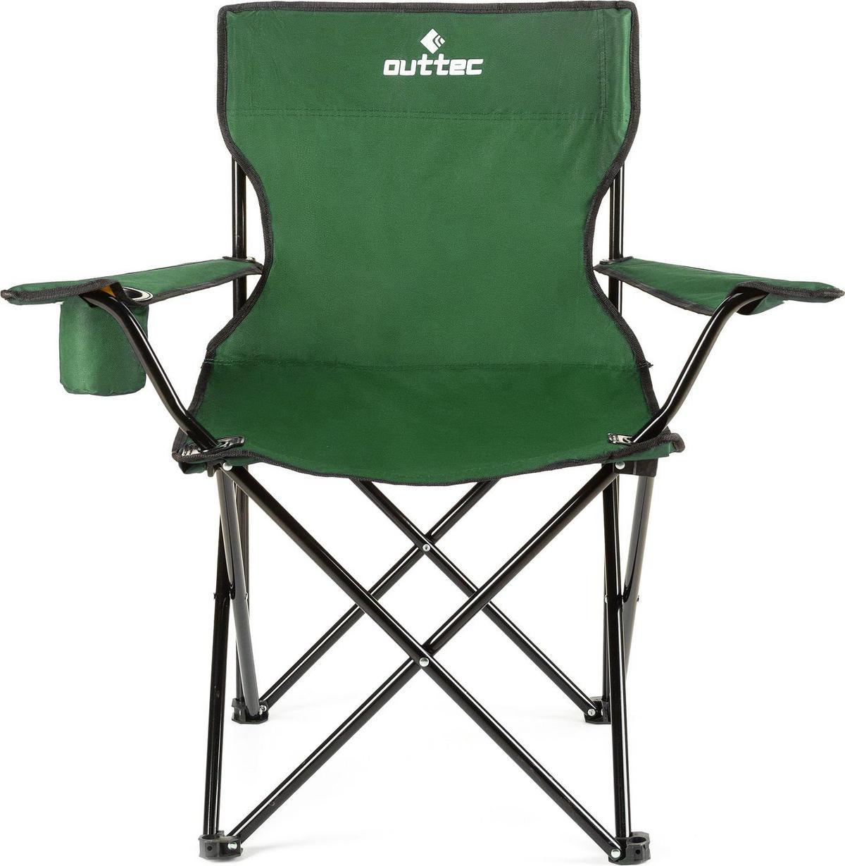 GARTEN-RELAXSESSEL bis 125kg, mit Getränkehalter & Tragetasche - Grün, Textil (75/80/50cm) - Outtec