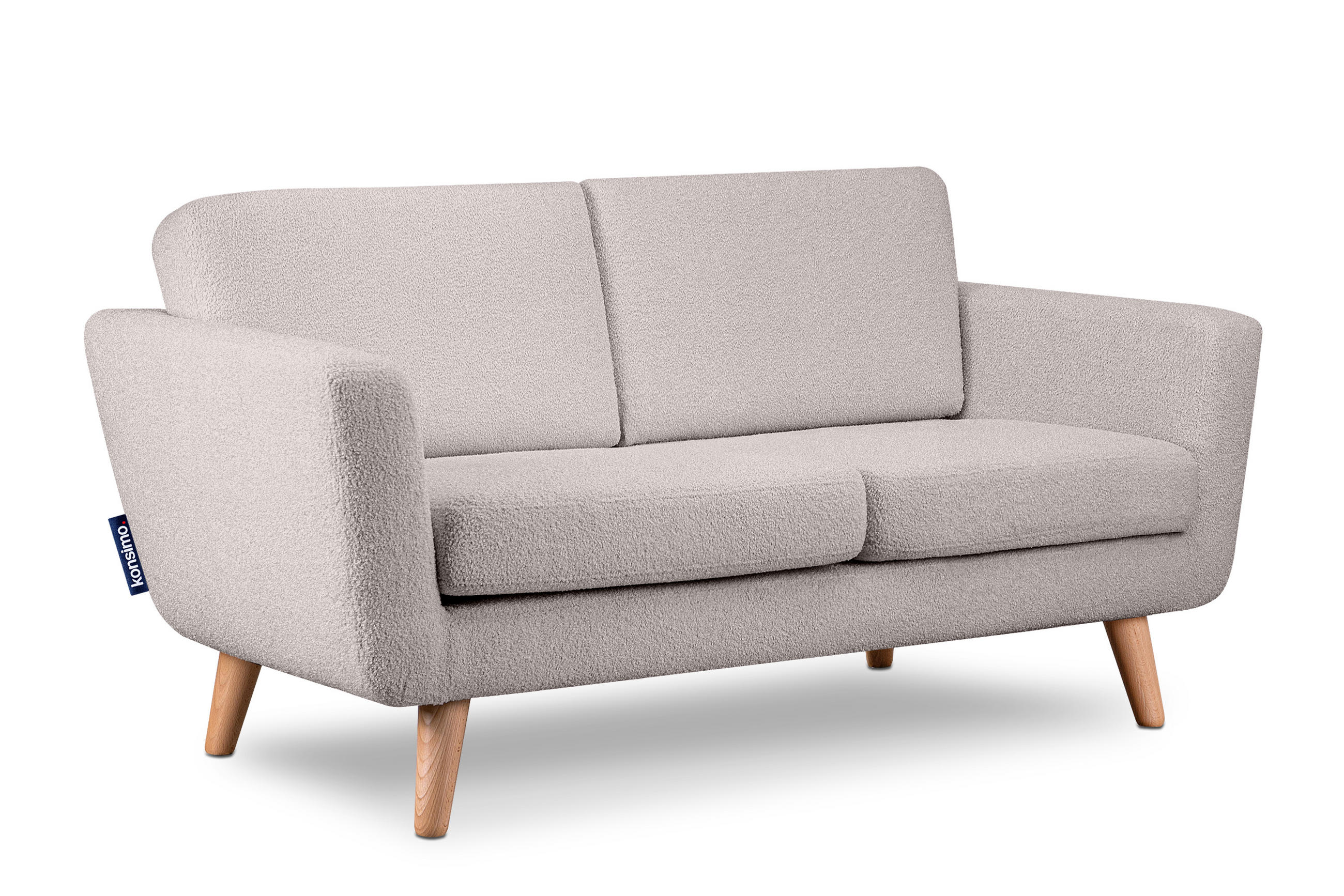 SOFA TAGIO mit Armlehnen, Hellgrau - Hellgrau/Braun, Buchenholz/Textil (153/80/84cm) - KONSIMO®