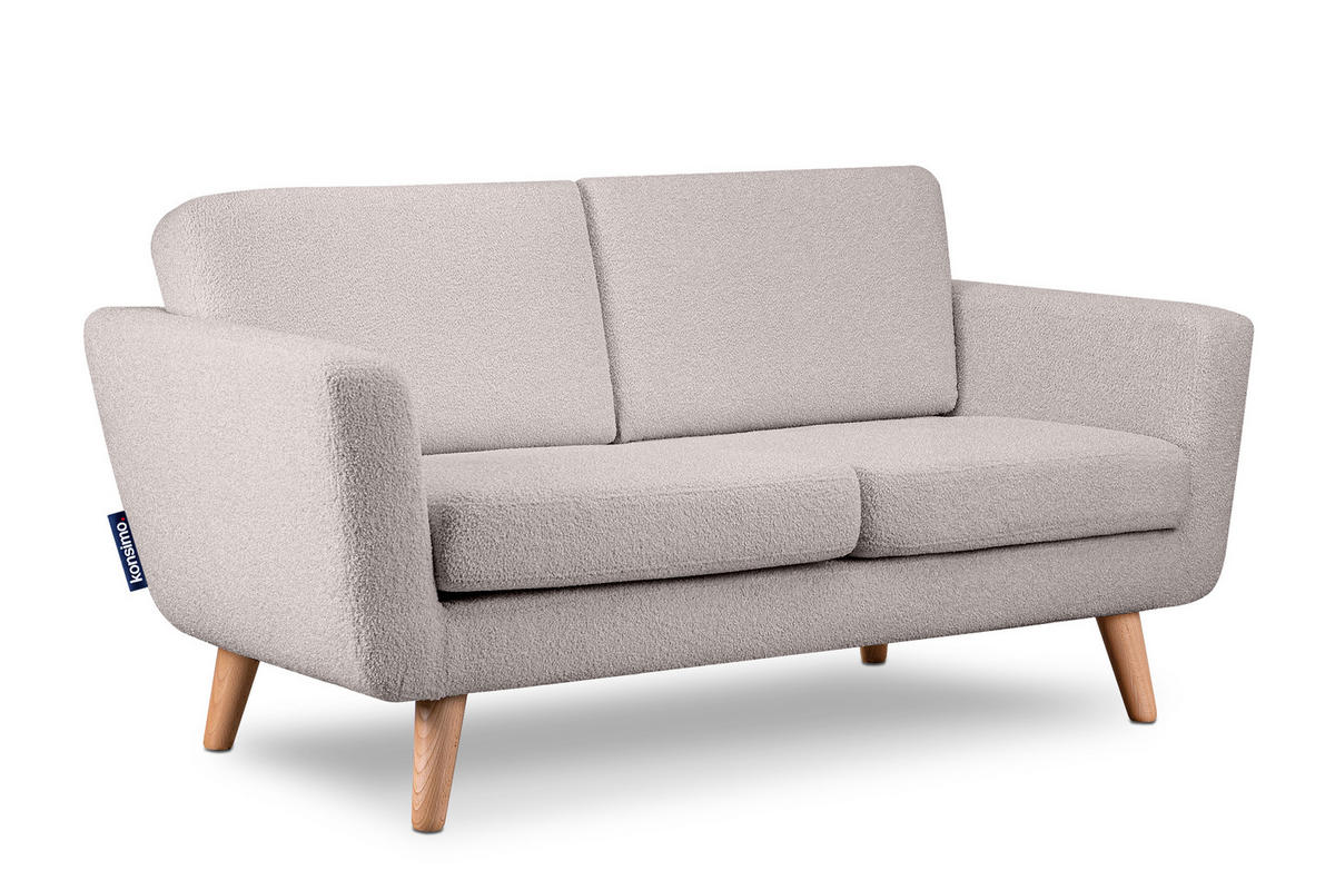 SOFA TAGIO mit Armlehnen, Hellgrau - Hellgrau/Braun, Buchenholz/Textil (153/80/84cm) - KONSIMO®