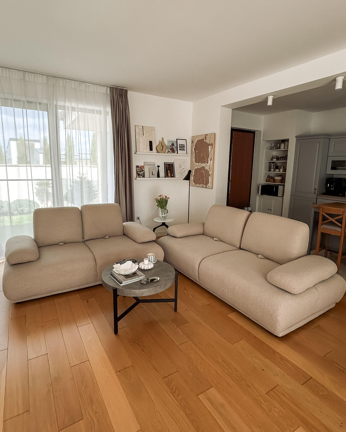 2-SITZER-SOFA Bouclé Beige Nacka - Beige/Braun, Textil (211/89/110cm) - Beliani
