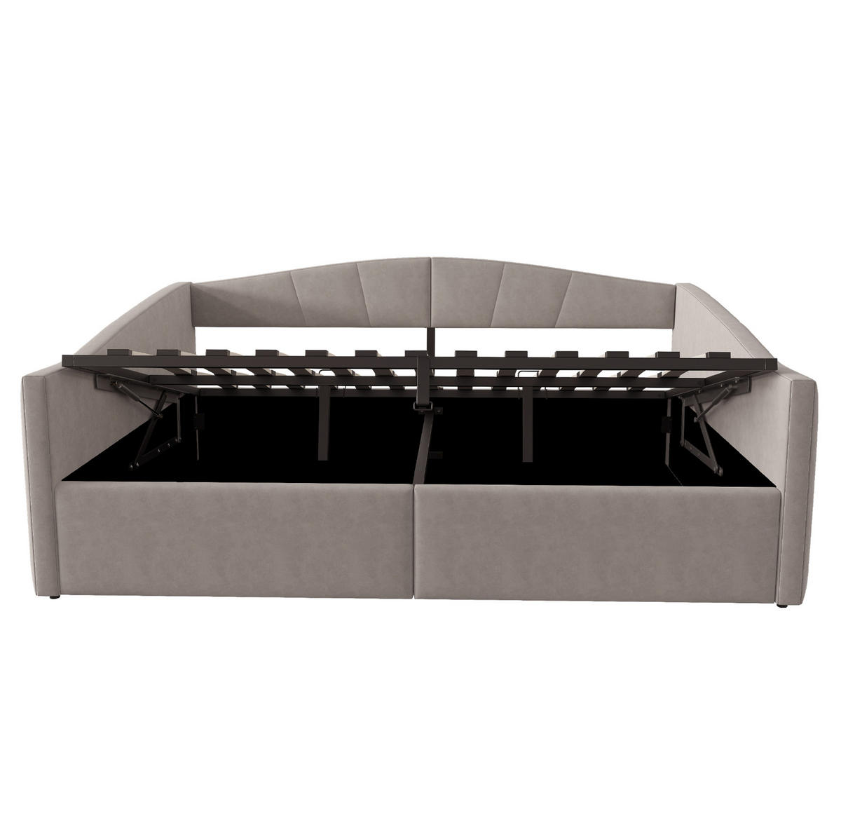 SCHLAFSOFA aus Samt 140x200 cm Grau mit hydraulischem Bettkasten und Lattenrost - Dunkelgrau, Leder (140/200cm) - IVMEU