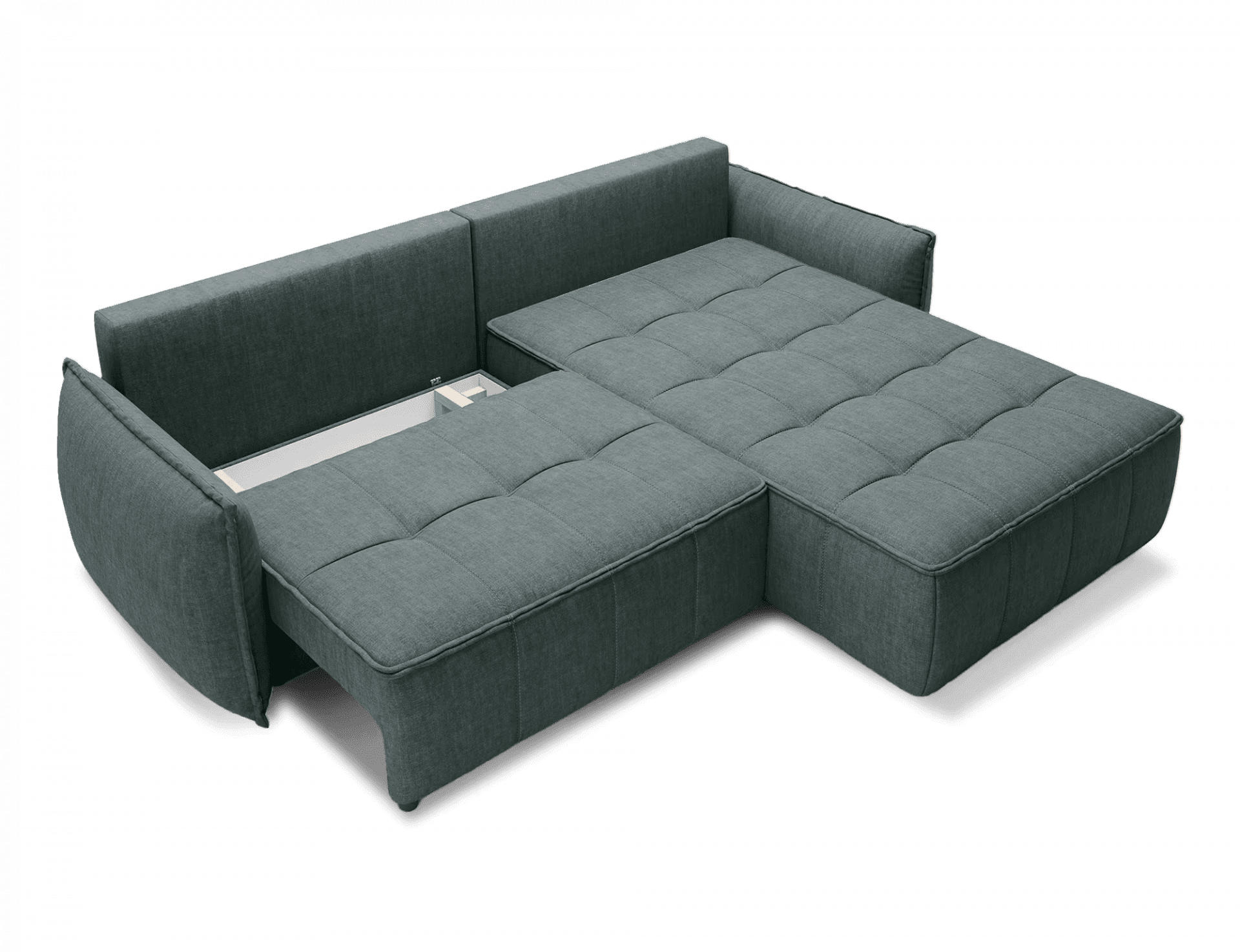 ECKSOFA mit Schlaffunktion und Bettkasten - Grün, Textil (196/265cm) - Eltap