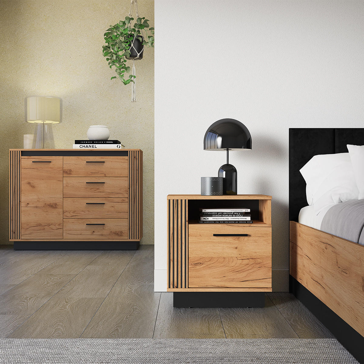 NOČNÍ STOLEK Solal Dřevo - hnědá, kompozitní dřevo (50/55/35cm) - Petits-meubles