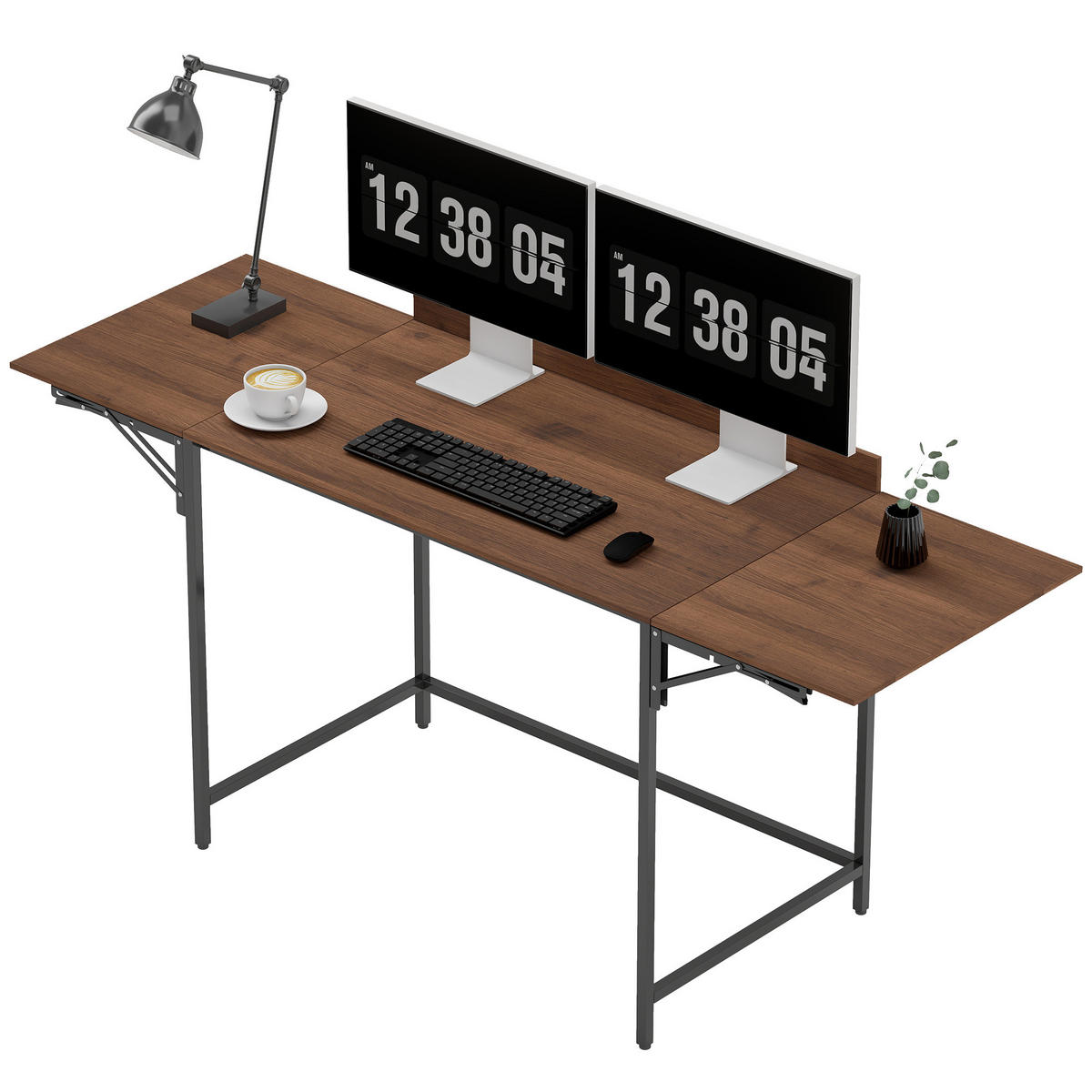 COMPUTERTISCH Walnussoptik und Schwarz klappbar 170/58/78 cm - Walnussfarben, Holzwerkstoff (58/170/78cm) - PANGIVO