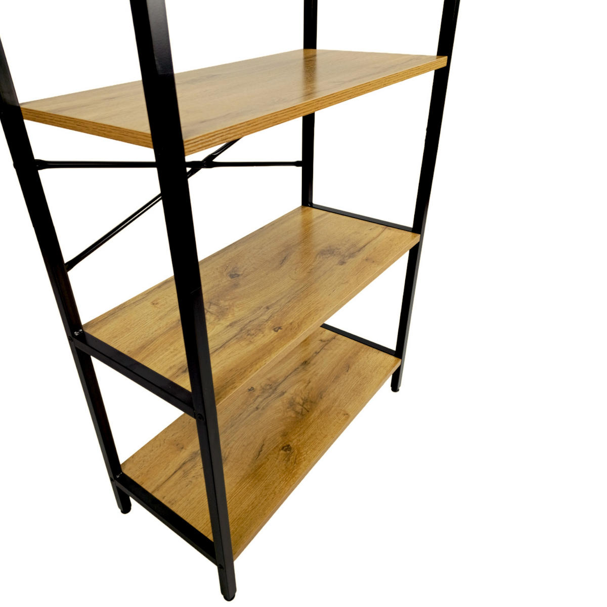 STANDREGAL Holzoptik Metall Eichefarben Schwarz 6 Böden 66x30x186 cm - Eichefarben/Schwarz, Holzwerkstoff/Metall (66/186/30cm) - Begryf