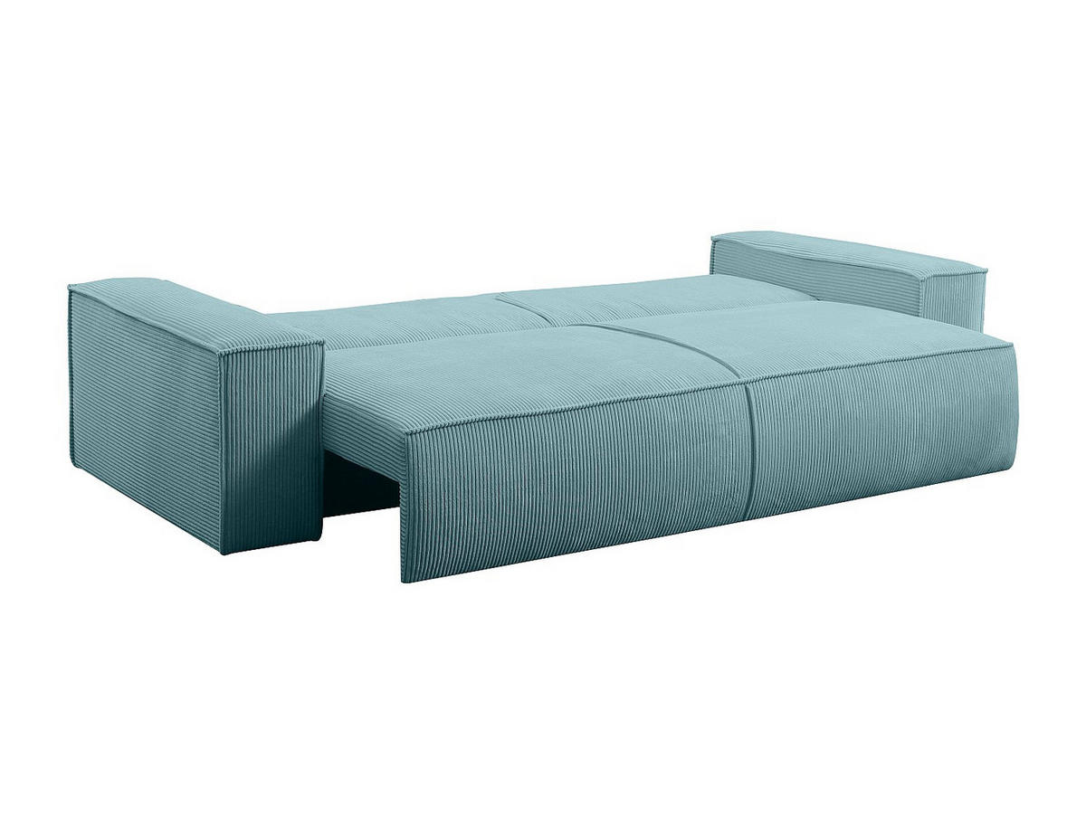 SCHLAFSOFA 4-Sitzer - Cord - Türkisblau - AMELIA - Türkis, Textil (257/85/102cm) - Vente-Unique