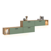 WOHNWAND inkl Beleuchtung Primo 5 tlg. (B/H/T: ca. 276/97/34 cm) in Artisan Oak /Smoke Green - Eiche Artisan, Holzwerkstoff (276/97/34cm)