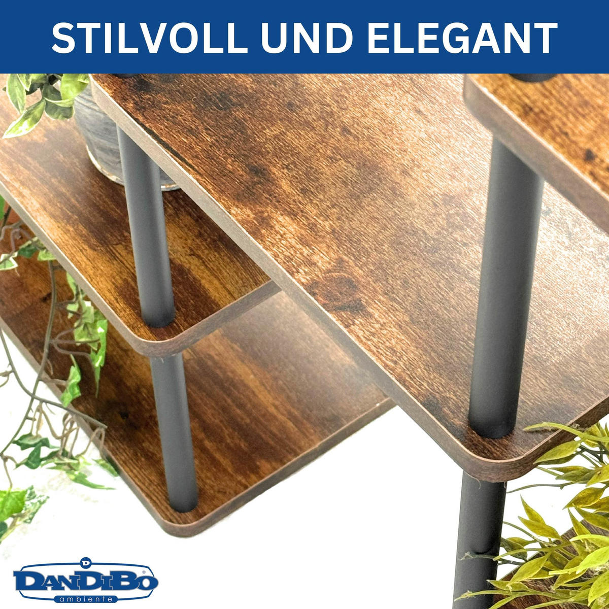 BLUMENTREPPE 6 Etagen Metall/Holz Schwarz 96/22/100 cm - Schwarz, Metall (96/100/22cm) - DanDiBo