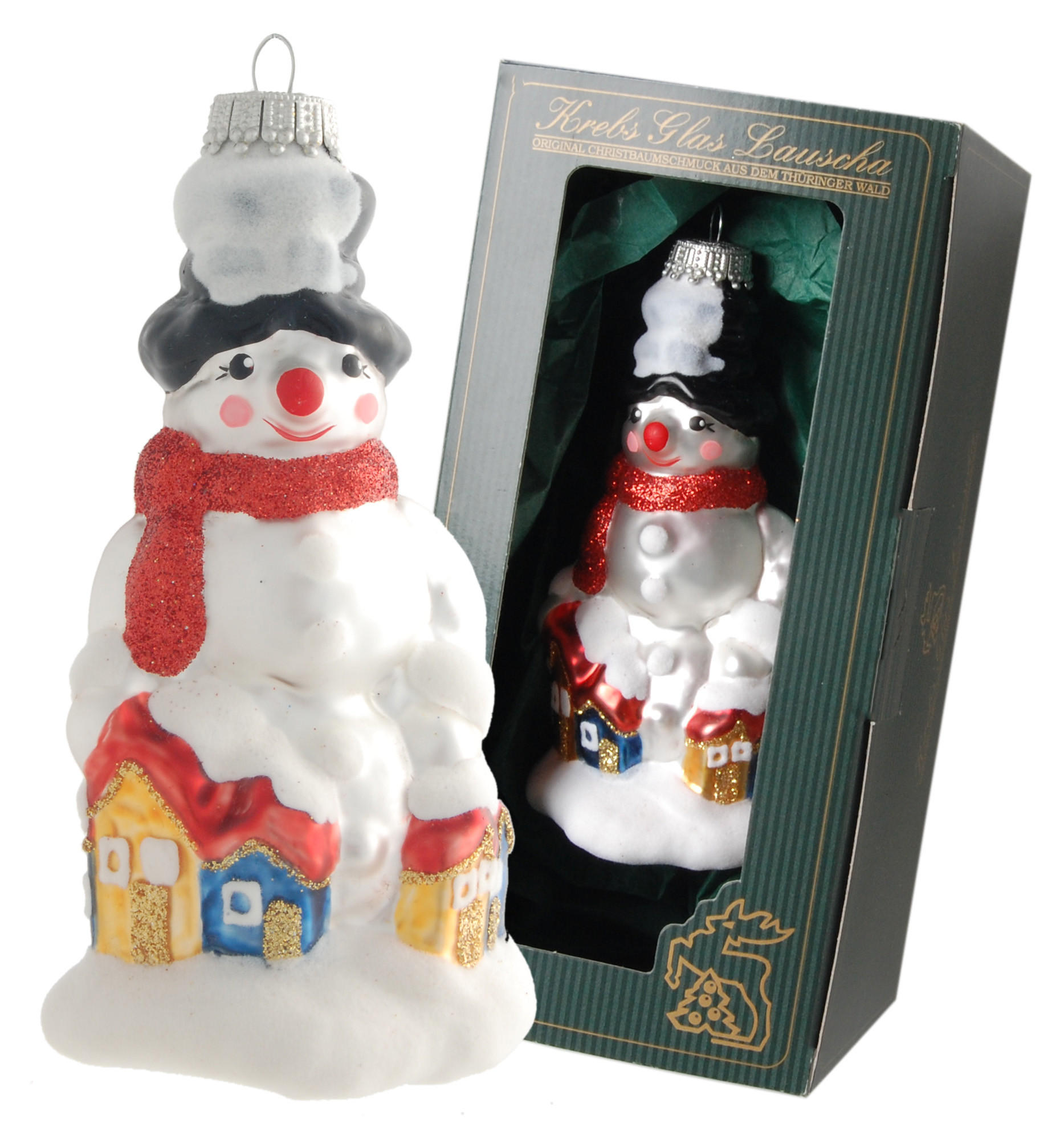 Krebs Glas Lauscha Christbaumschmuck Weiß 6x12x5 cm