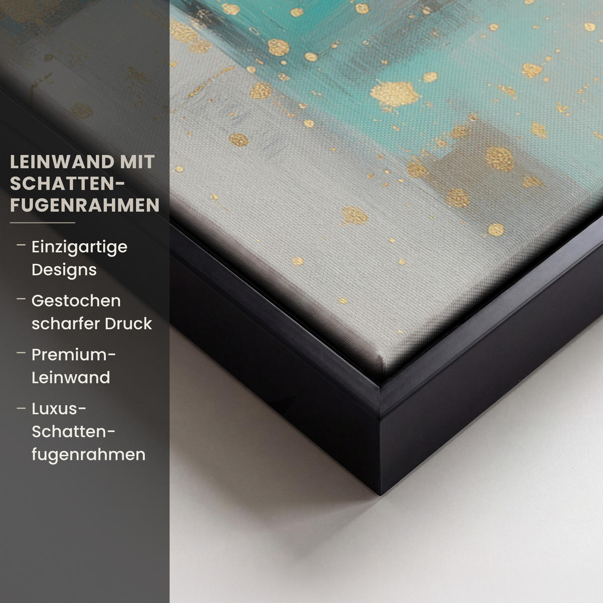 LEINWAND Bilder mit Rahmen - Abstrakt - Blöcke - Gold - Skyline - 50x50 - Beige, Textil (50/50cm) - MuchoWow