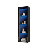 VITRINE 55/38/166 cm Schwarz aus Spanplatte mit LED-Beleuchtung - Schwarz, Holzwerkstoff (38/166/55cm) - OKMYHOME