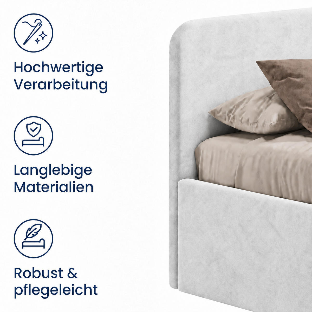 POLSTERBETT 200x200 cm Microvelours in Weiß - Weiß, Textil (200/200cm) - Home Collective
