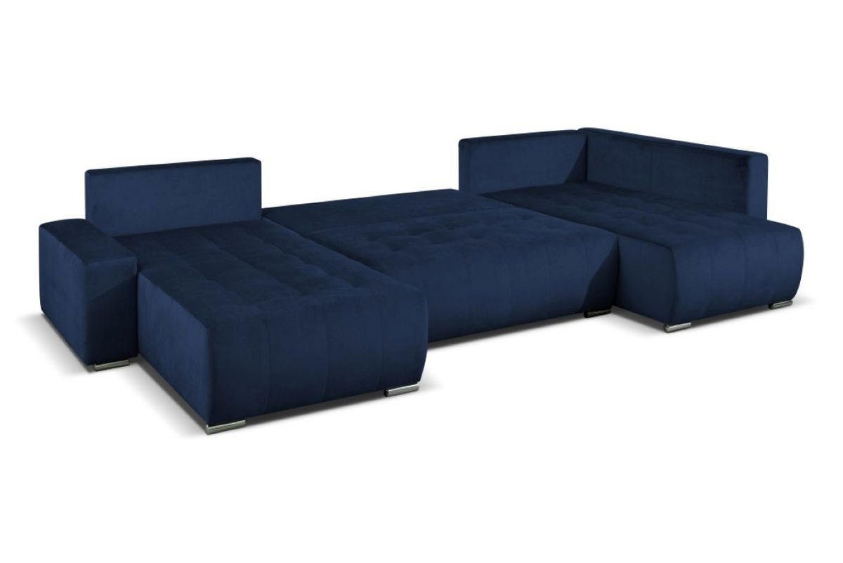 WOHNLANDSCHAFT Mediolan V U-Form mit Schlaffunktion und Bettkasten 358x190 cm dunkelblau - Dunkelblau, Holz (358/95/190cm) - Margaret Hadas24