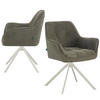 ESSZIMMERSTUHL THOMAS-DINA 2er-Set 360°drehbar - Weiß/Grün, Textil/Metall (61/83/62cm) - DUBI Möbel