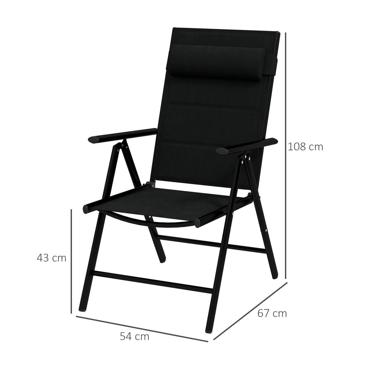 KLAPPSESSEL Schwarz 2 Stück - Schwarz, Metall (54/108/67cm) - GiPP