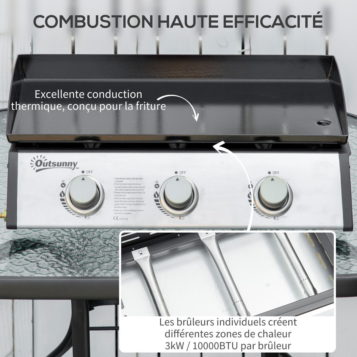 PLANCHA DE-18612 3 Brenner, 9 kW, Antihaftbeschichtung - Silberfarben, Metall (48/21/63cm) - ComfortXL