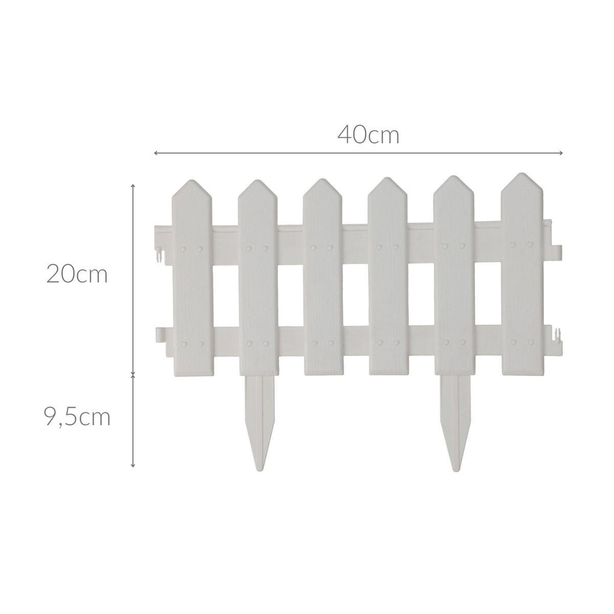 GARTENPALISADE Kunststoff 40/20 cm - Weiß, Kunststoff (1/20/40cm)
