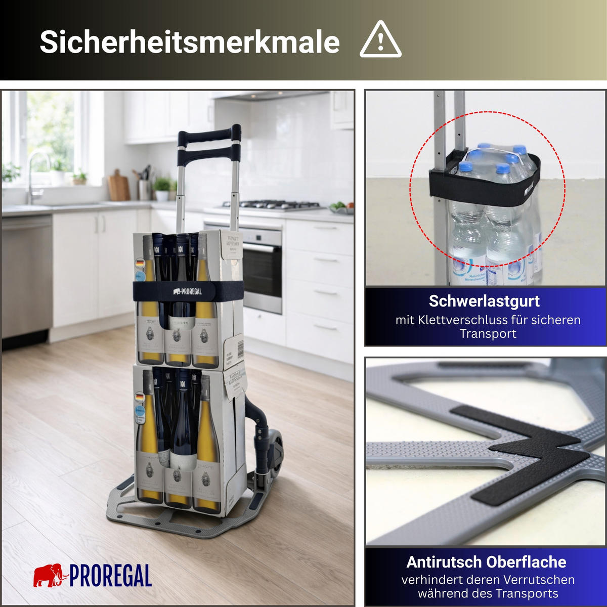 SACKKARRE Elephant klappbar 110x39x42cm Traglast 70kg AluminiumrahmenTRR Fachgummiräder Silber - Silberfarben, Metall (42/39/110cm) - PROREGAL