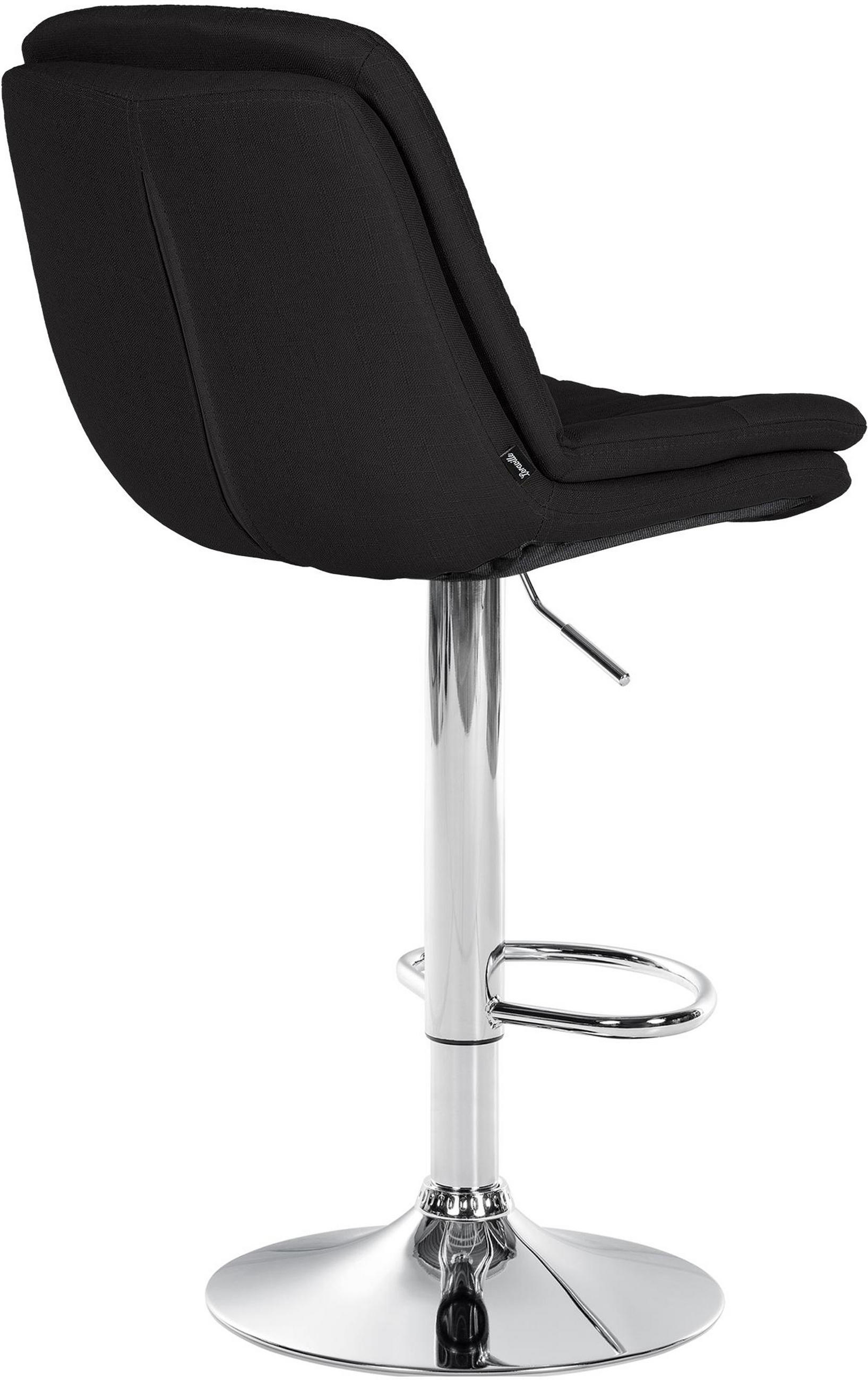 BARHOCKER Laura Stoff chrom schwarz - Chromfarben/Schwarz, Textil/Metall (46/113/54cm) - TPFLiving