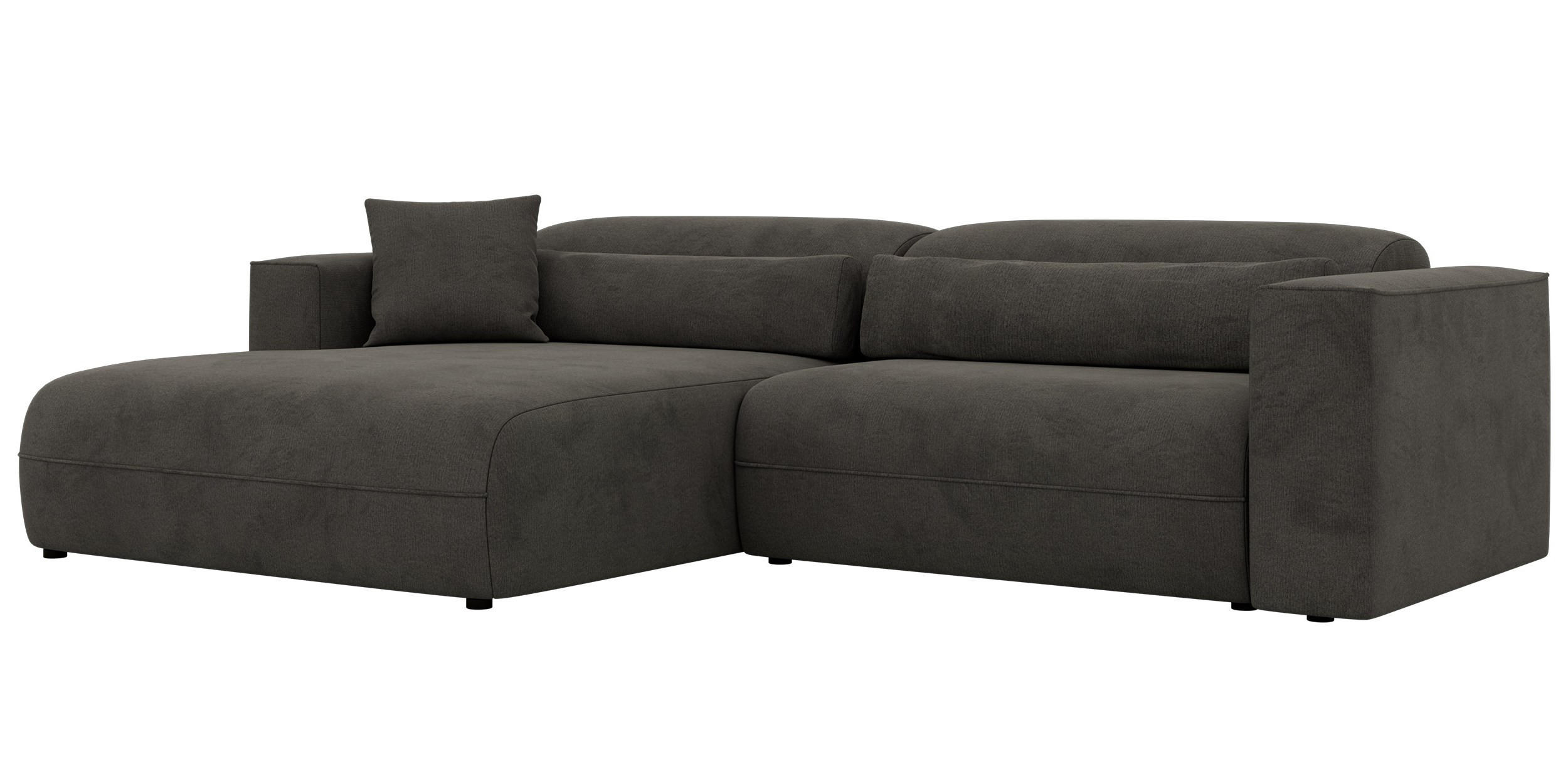 ECKSOFA PAZURRO L - Dunkelgrau Velvet - Links Seite - Dunkelgrau/Schwarz, Kunststoff/Textil (288/180cm) - MKS